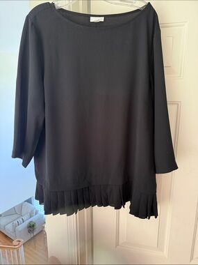J. Jill Black Pleated-Hem Tunic Top
